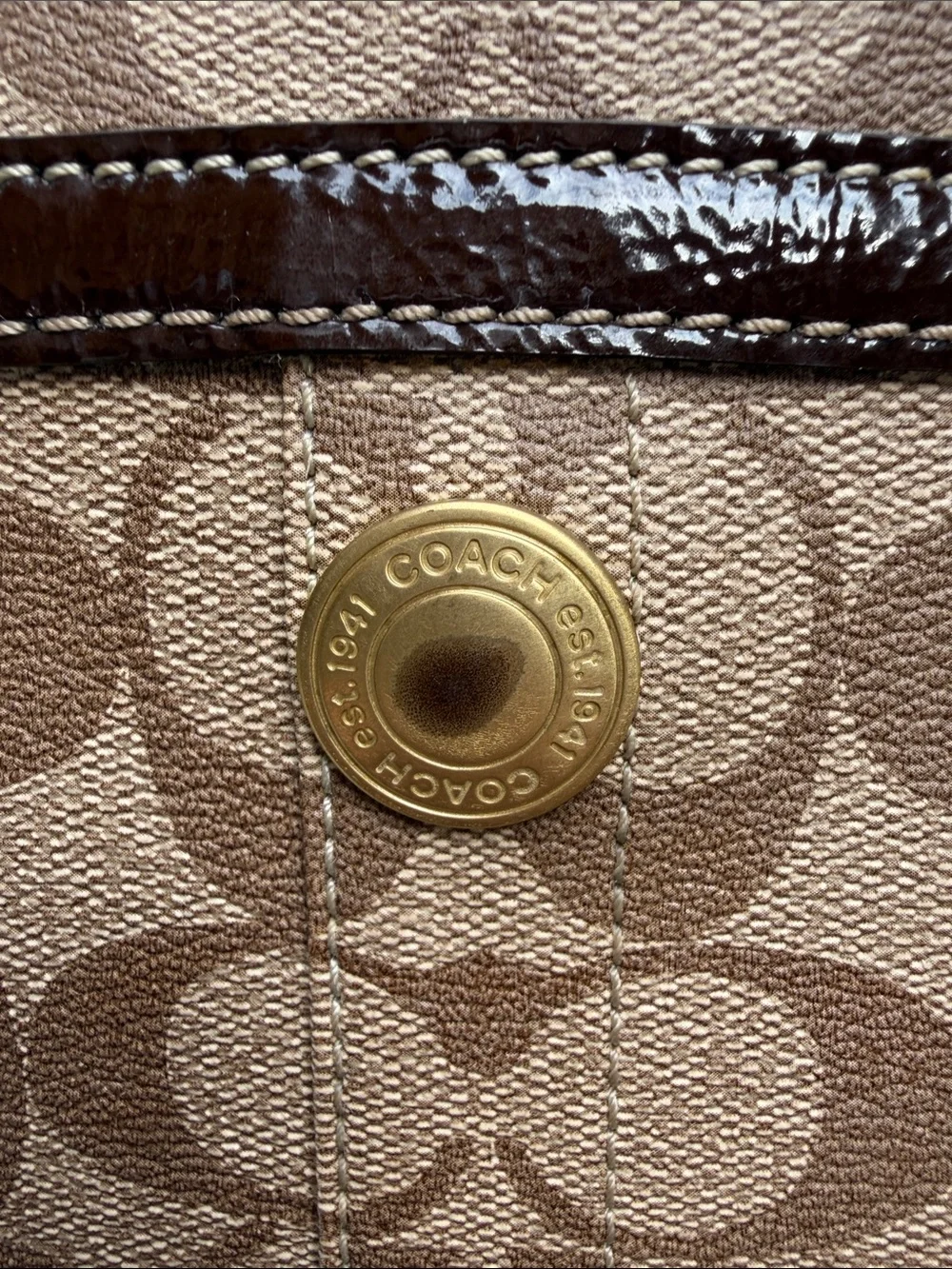 Coach 2008 Heritage Signature Tote  Beige Canvas tote Tattersall